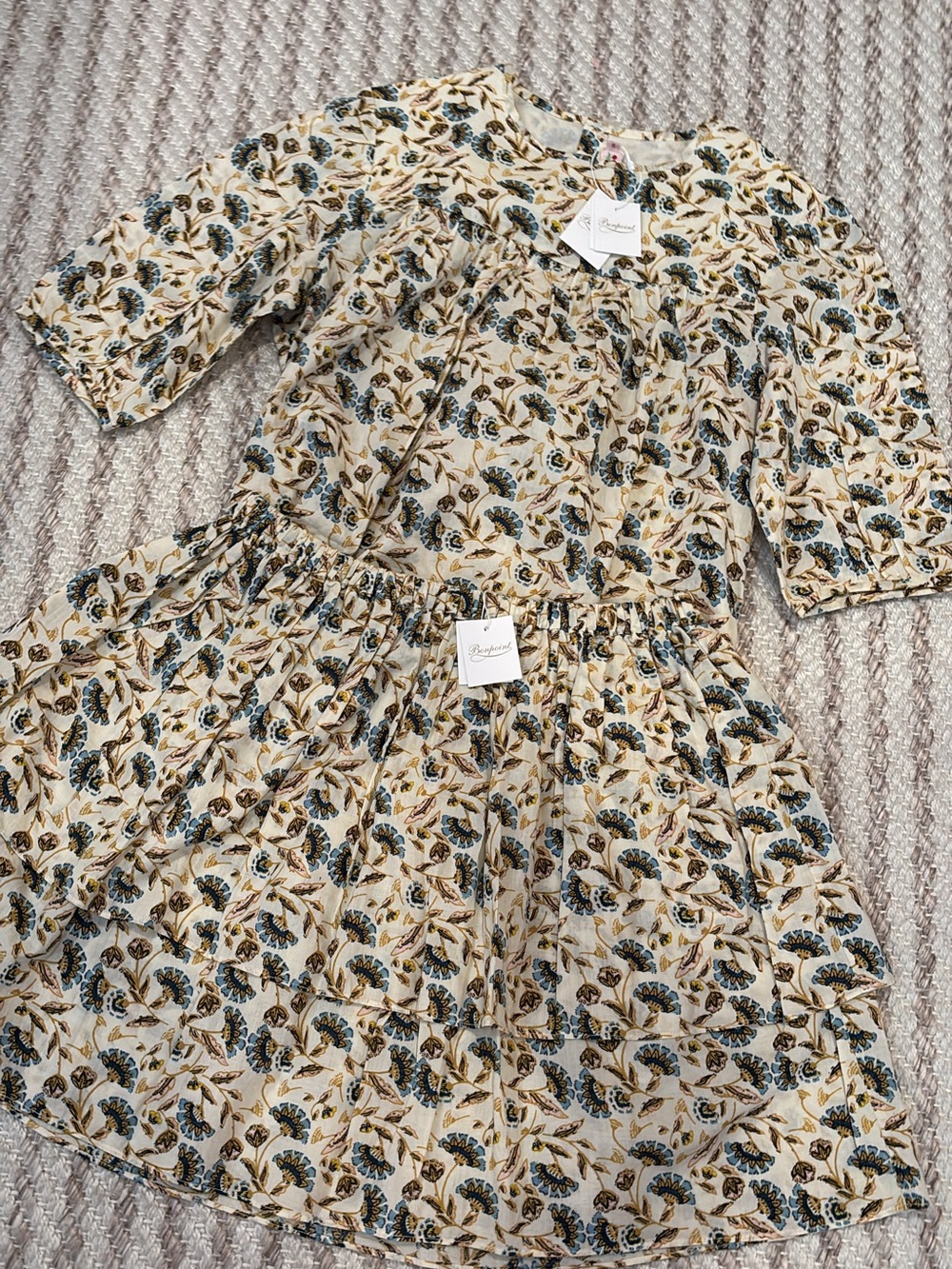 Bonpoint Floral Tiered top &skirt  in Cream, Blue & yellow size 12!